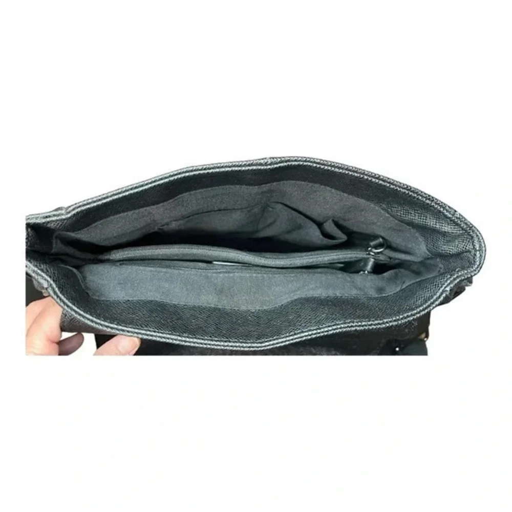 Aldo Messenger Bag Mens OS Black Textured Crossbody Flap Travel Office Bag‎